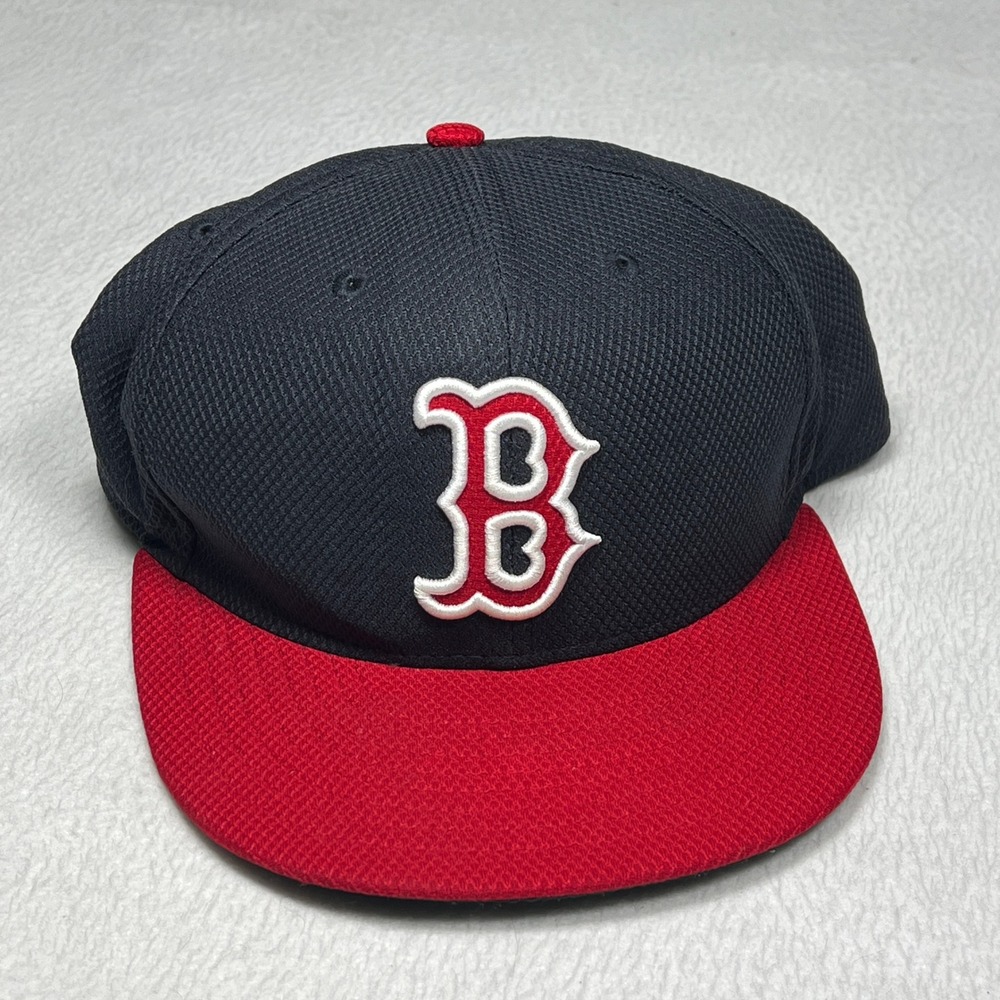 New Era Boston Red Sox MLB Baseball Cap 59FIFTY Fitted Size 7 3/8 Black Red